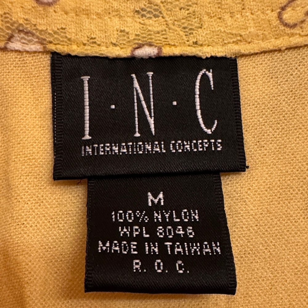 INC International Concepts Yellow Sleeveless Floral Lace Overlay Women Top - Picture 2 of 15